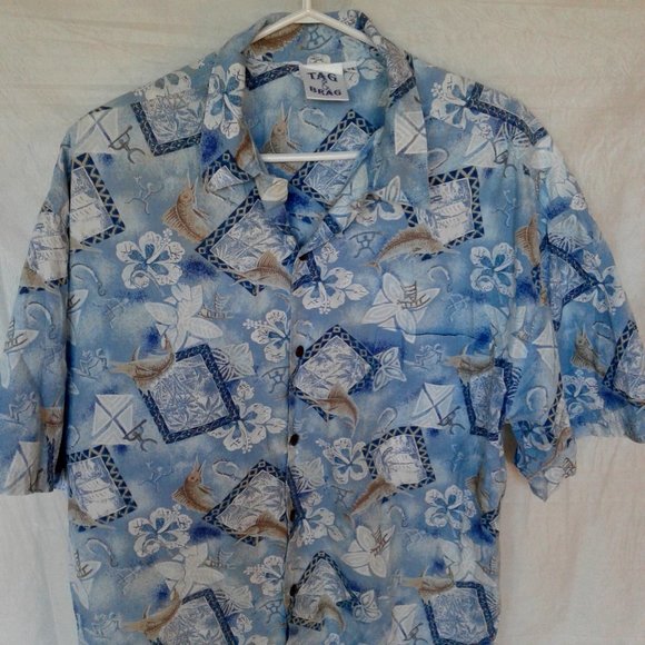 Mens 2XL fishing/hawaiian short sleeve shirt TAG & BRAG brand - Picture 1 of 9